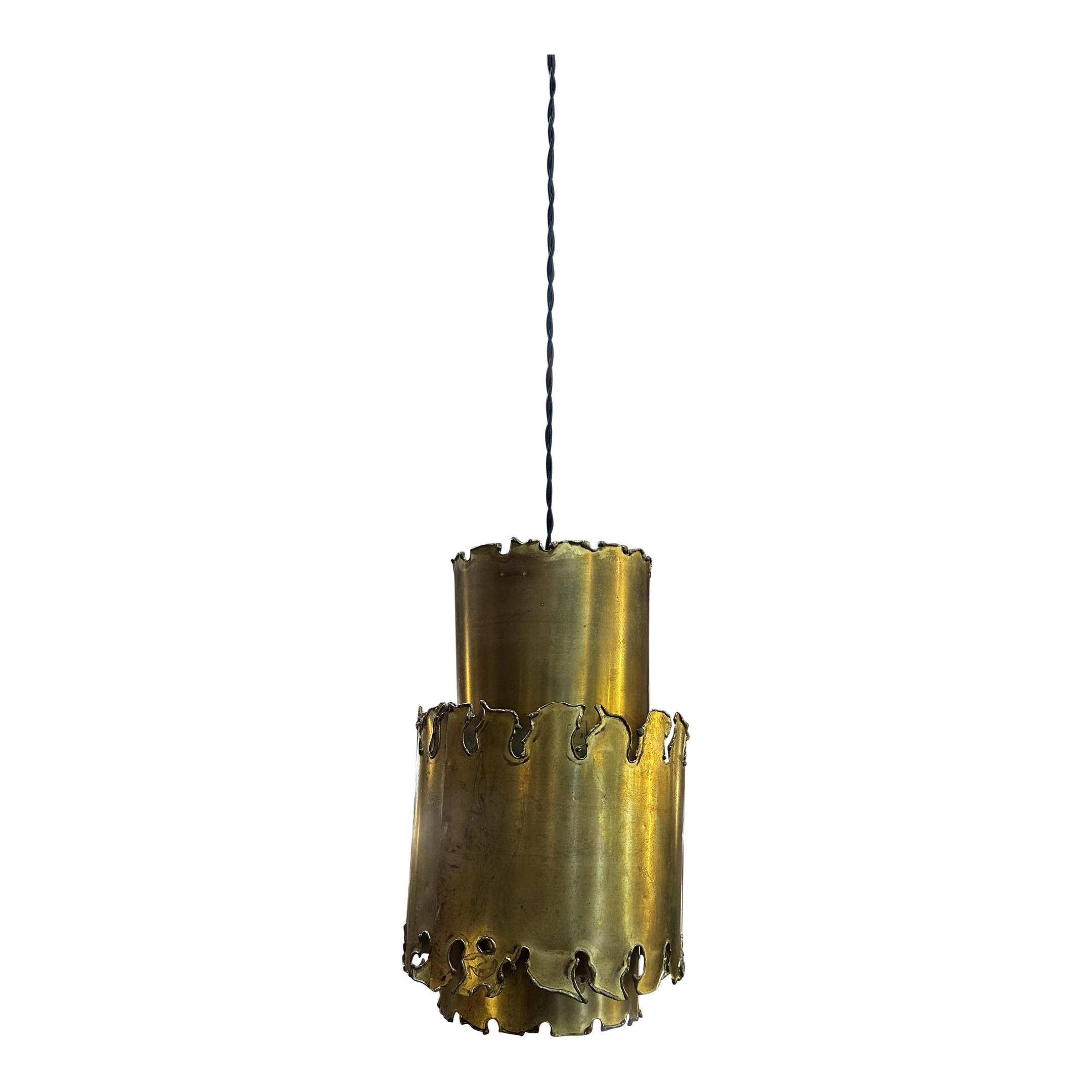 Vintage Brutalist brass hanging lamp by Svend Aage Holm Sørensen, 1960