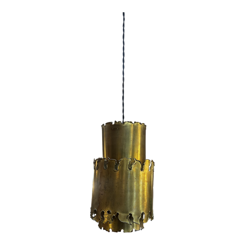 Vintage Brutalist brass hanging lamp by Svend Aage Holm Sørensen, 1960