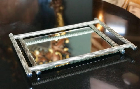 Italian Rectangular Tray with Spiral Silver Frame, 1960s
