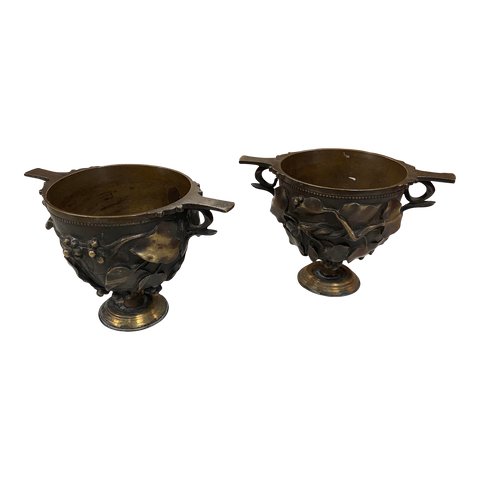 Pair of 2 Italian Bronze Vases 1930