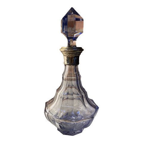 Decorative Blue Italian Crystal Bottle 1970s