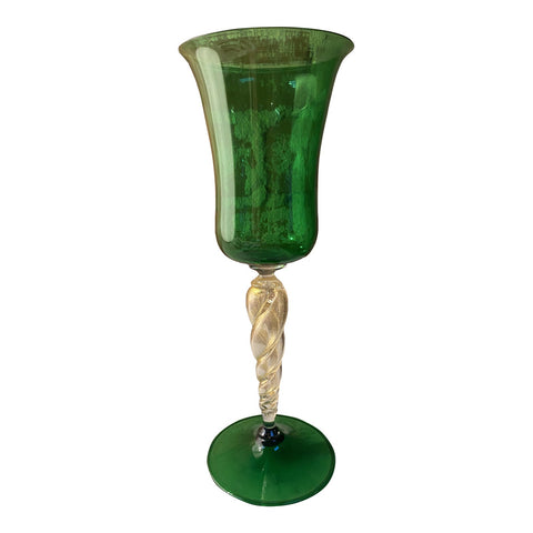 Italian Handcrafted Green Murano Chalice 1970