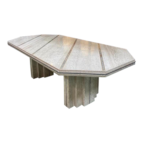 1980s Italian Travertine Dining Table