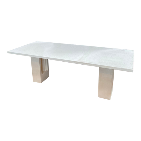 1980s Italian White Marble Dust Dining Table