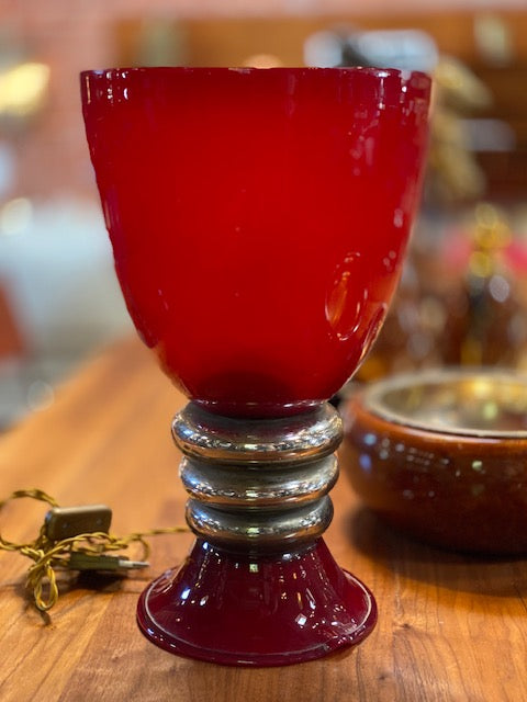 Vintage Italian Handcrafted Chalice in Blown Murano Red Glass