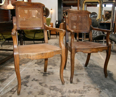 Pair Antiques Walnut Barber Chairs