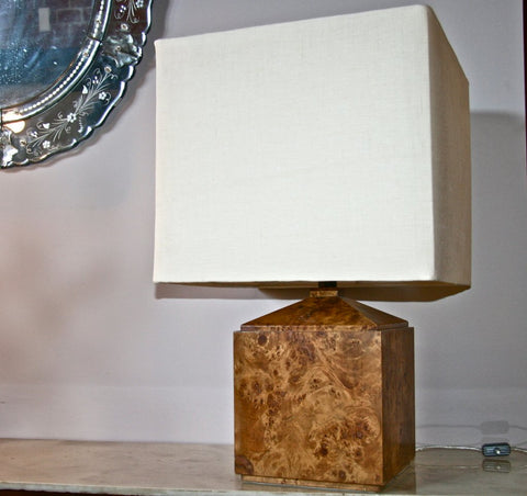 Italian 50's Wood Veneer Table Lamp