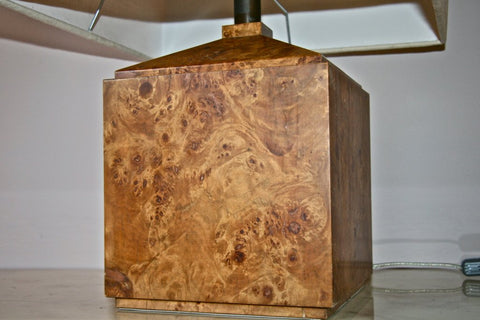 Italian 50's Wood Veneer Table Lamp