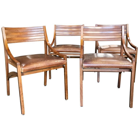 Italian Walnut and Leather Dining Chairs by Ico Parisi, 1959