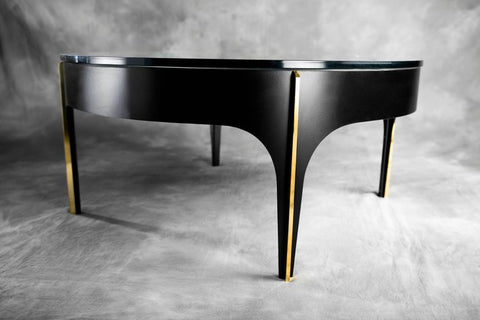 Ma 39's Custom Black and Brass Magnifying Lens Coffee Table