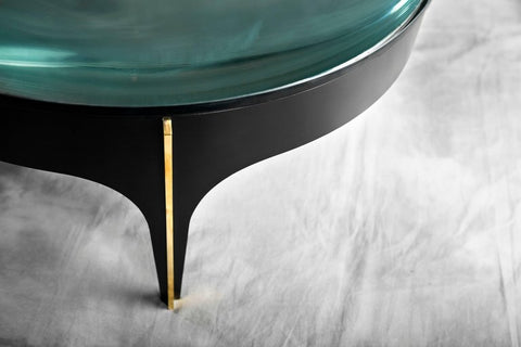 Ma 39's Custom Black and Brass Magnifying Lens Coffee Table
