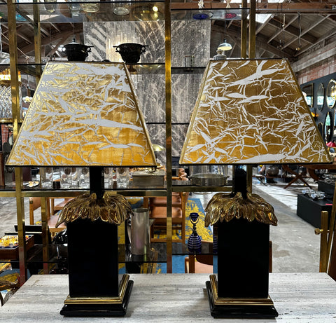 Pair of 2 Unique Art Deco Italian Table Lamps