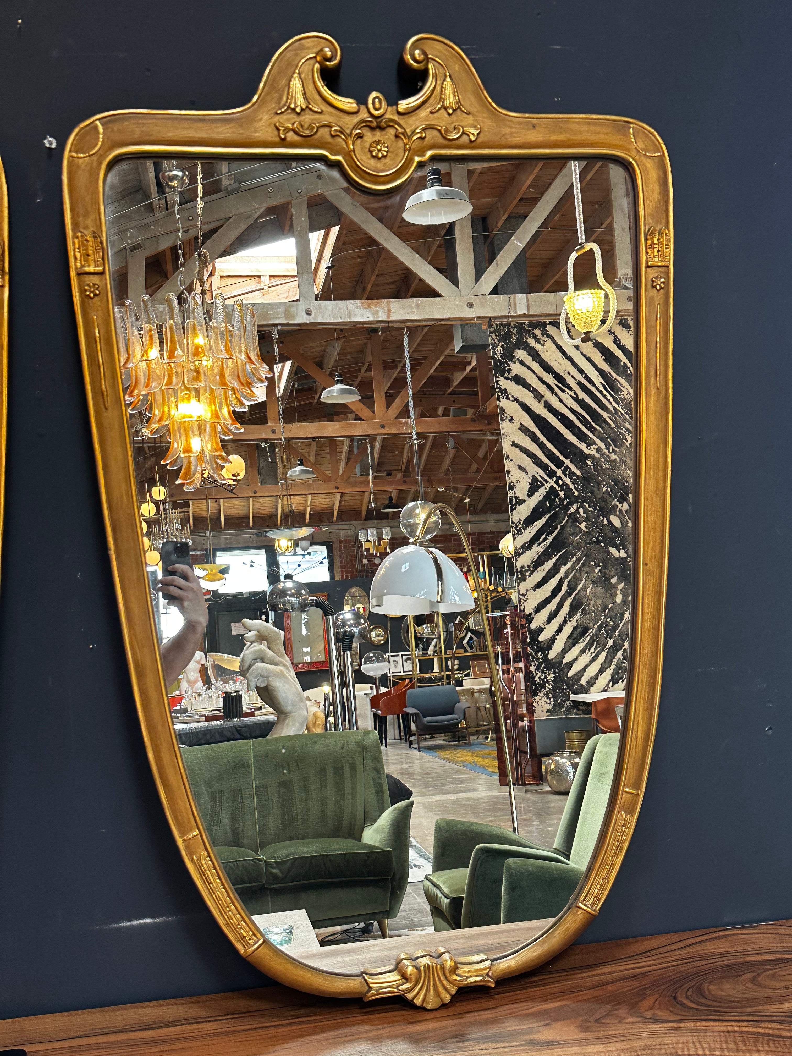 Venetian Wood Oversize Italian Mirror 1950s