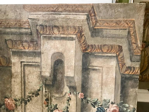 Rare Set of Four Italian 18th Century Panels, Gouache on Canvas