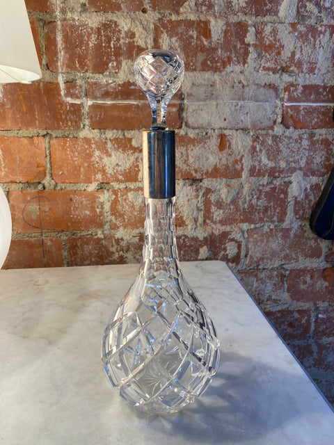 Beautiful Tall Vintage Crystal Bottle 1920s