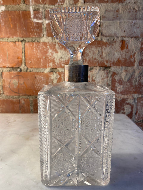 Italian Decorative Crystal and Silver bottle 1940s