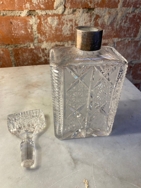 Italian Decorative Crystal and Silver bottle 1940s