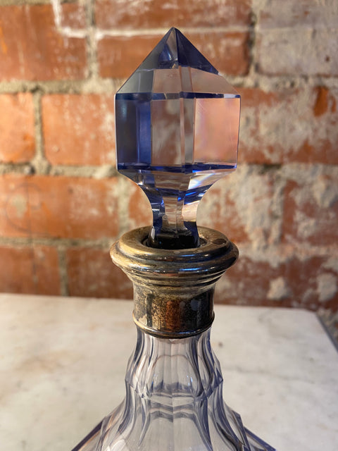 Decorative Blue Italian Crystal Bottle 1970s