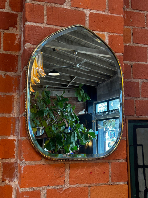 1970s Italian Brass Wall Mirror