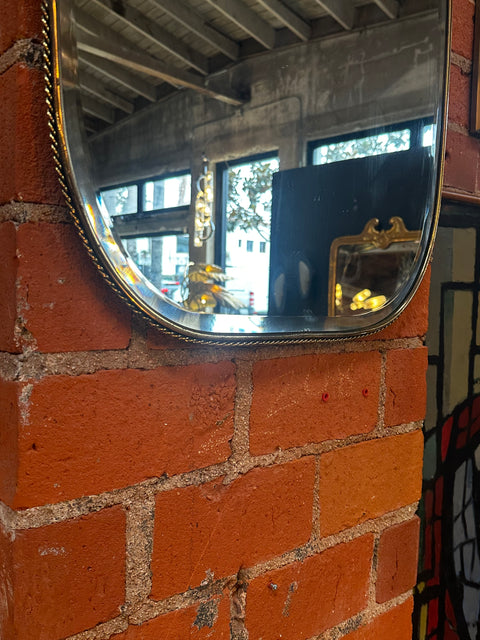 1970s Italian Brass Wall Mirror