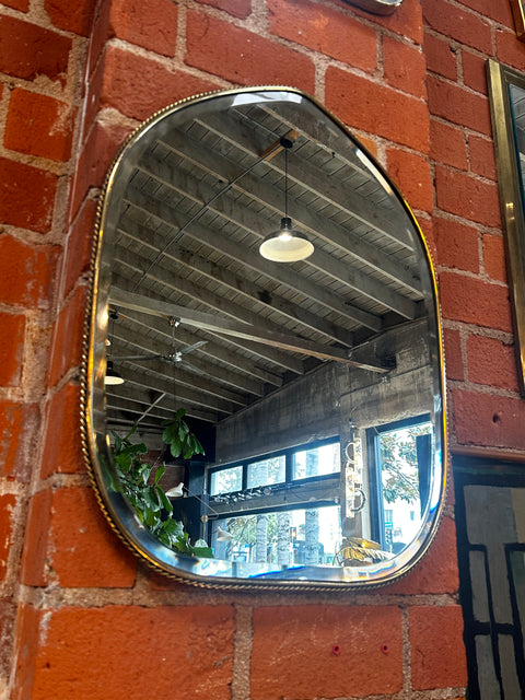 1970s Italian Brass Wall Mirror