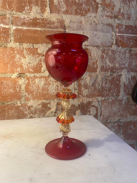 Italian Handcrafted Chalice in Blown Murano Glass 1970