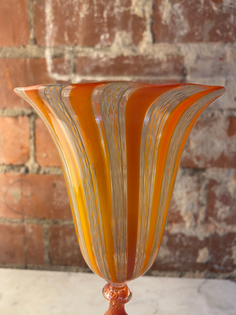 Beautiful Italian Handcrafted Chalice in Yellow Blown Murano Glass 1970