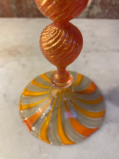 Beautiful Italian Handcrafted Chalice in Yellow Blown Murano Glass 1970