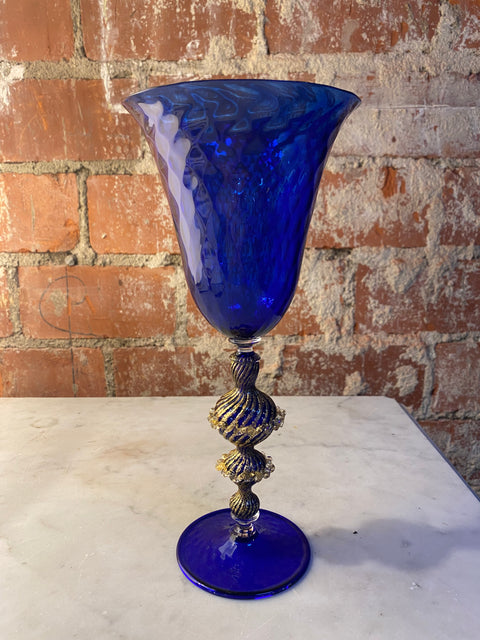 Vintage Italian Handcrafted Chalice in Blown Murano Glass 1970