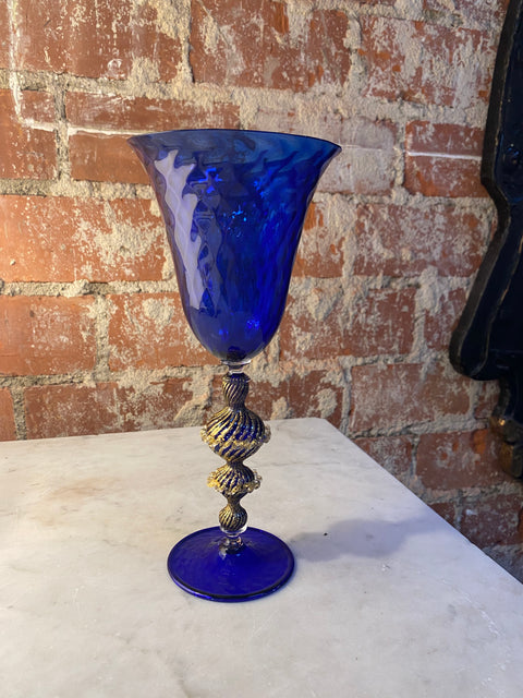 Vintage Italian Handcrafted Chalice in Blown Murano Glass 1970