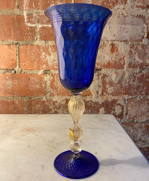 Vintage Blue Italian Handcrafted Chalice 1970s