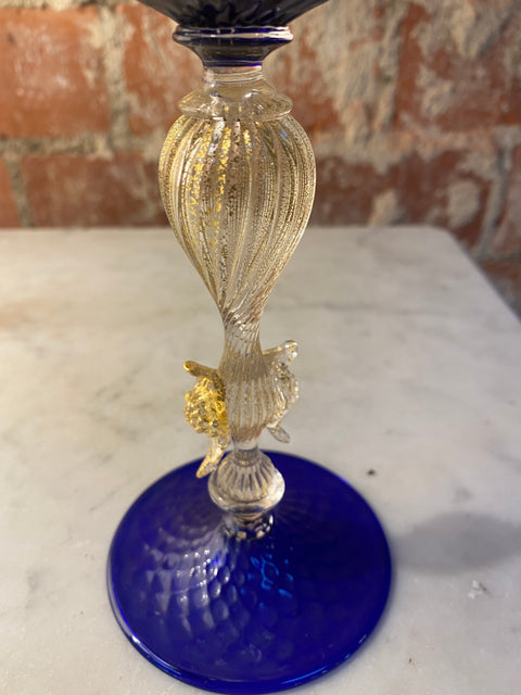 Vintage Blue Italian Handcrafted Chalice 1970s