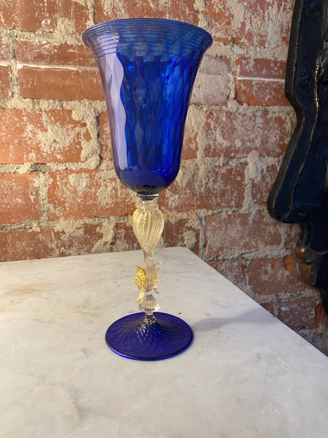 Vintage Blue Italian Handcrafted Chalice 1970s