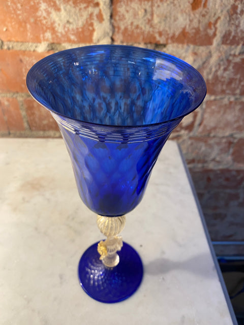 Vintage Blue Italian Handcrafted Chalice 1970s