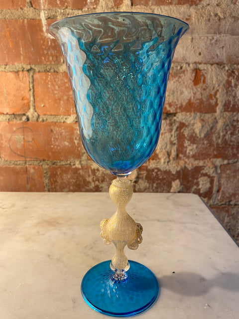 Vintage Blue Italian Handcrafted Chalice 1970s