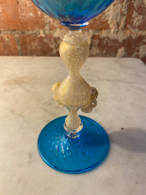 Vintage Blue Italian Handcrafted Chalice 1970s