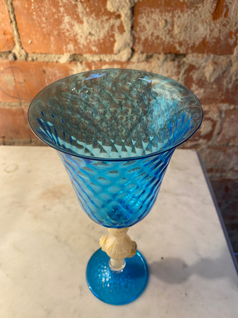 Vintage Blue Italian Handcrafted Chalice 1970s