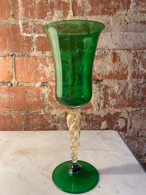 Italian Handcrafted Green Murano Chalice 1970