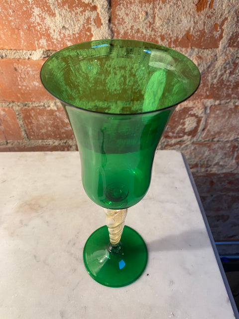 Italian Handcrafted Green Murano Chalice 1970