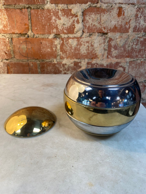 Italian Decorative Brass and Silver Bowl 1980s By Romeo Rega