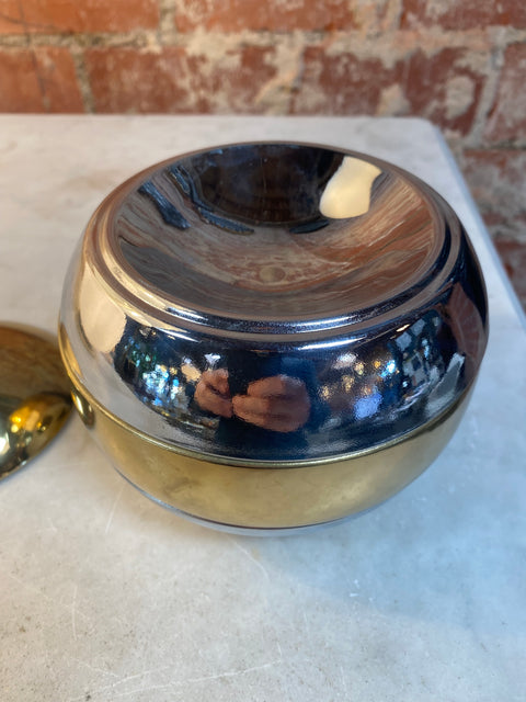 Italian Decorative Brass and Silver Bowl 1980s By Romeo Rega