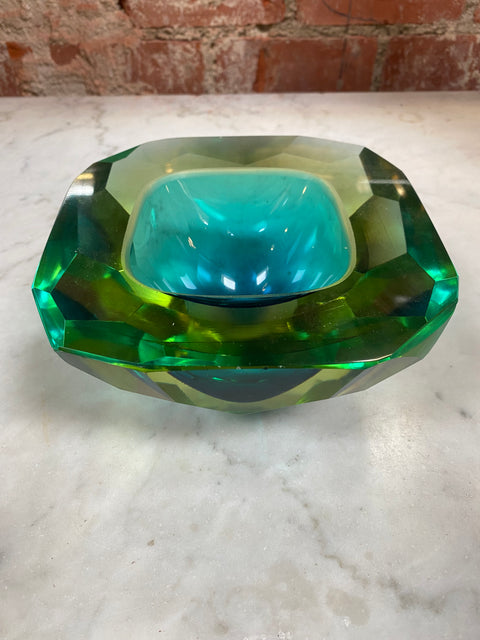 Beautiful Italian greenCrystal Decorative Bowl 1950