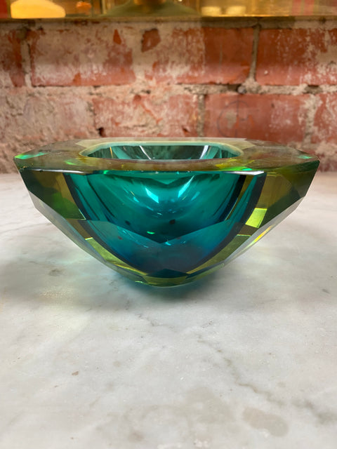 Beautiful Italian greenCrystal Decorative Bowl 1950