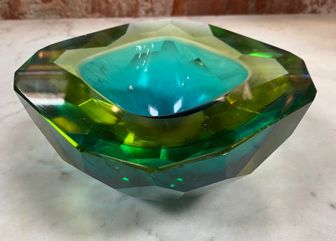 Beautiful Italian greenCrystal Decorative Bowl 1950