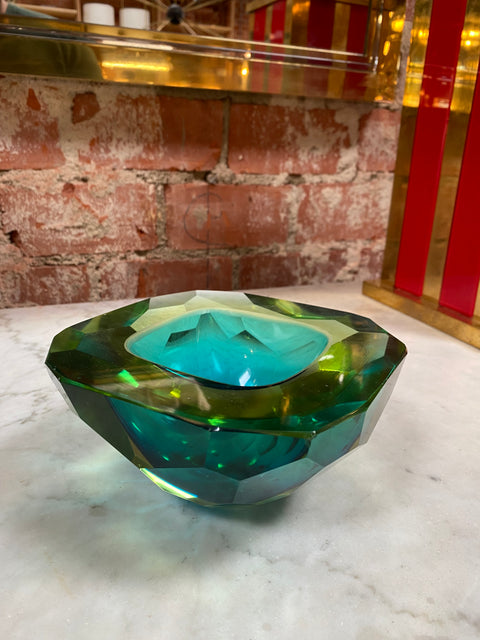 Beautiful Italian greenCrystal Decorative Bowl 1950