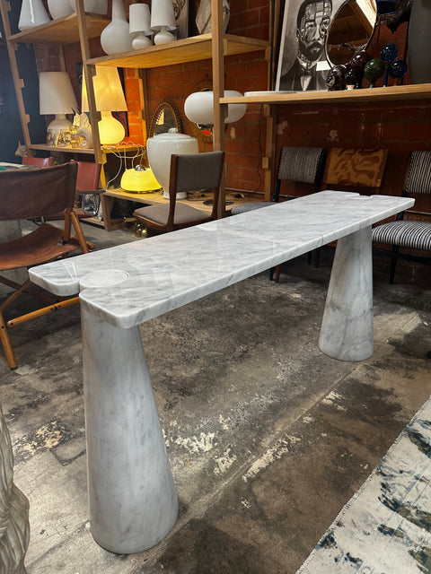 Angelo Mangiarotti Console Eros Skipper Italy Rectangular Carrara Marble 1970s