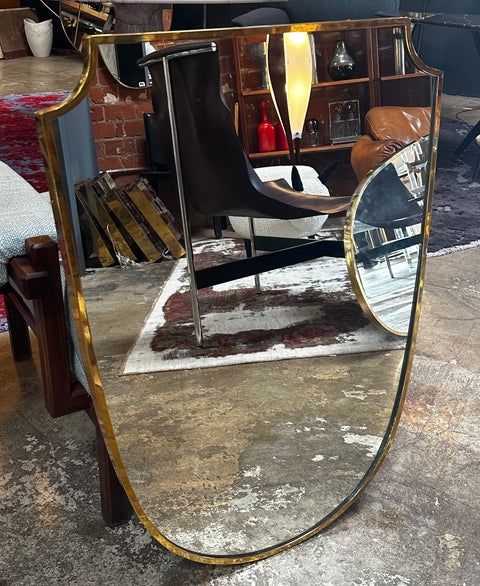 Vintage Brass Italian Sculptural Wall Mirror 1960s