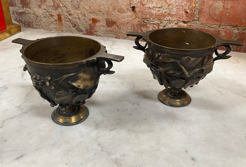 Pair of 2 Italian Bronze Vases 1930