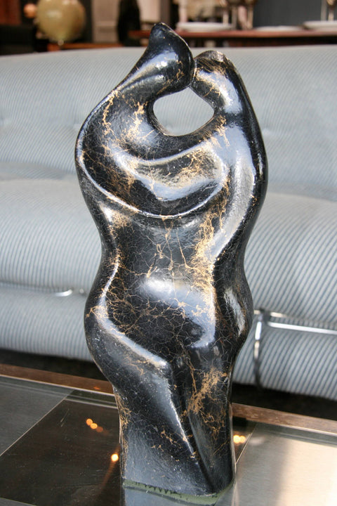 Italian Sculpture in Gold Marble "Amanti" by Gianni Celati