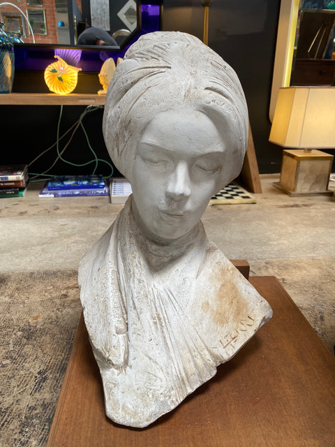 1970s Mid Century Half Bust Woman Sculpture